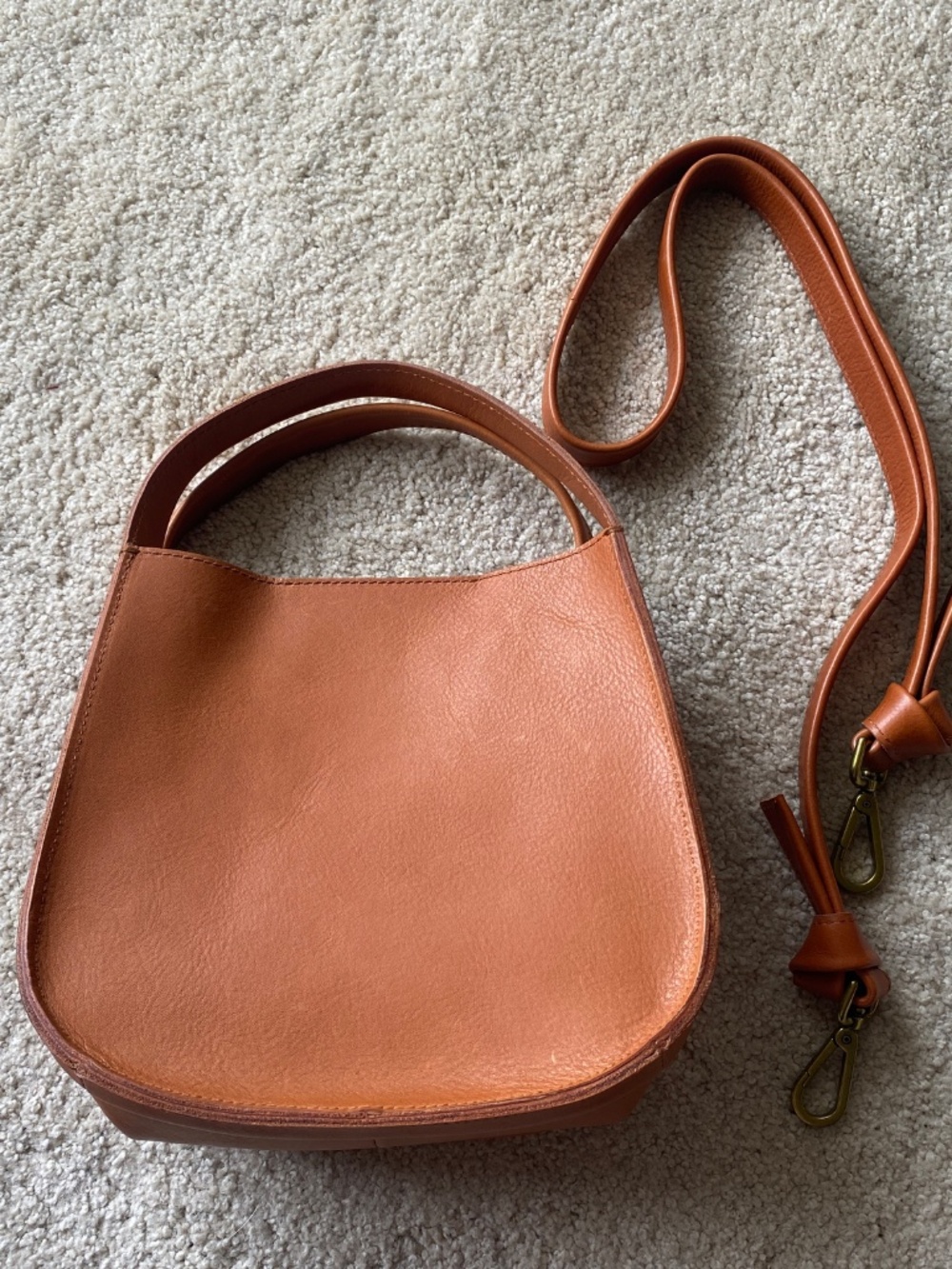 Madewell Small Leather Handbag w/Shoulder Strap-Crossbody Strap-Light Brown Tone - Picture 15 of 15